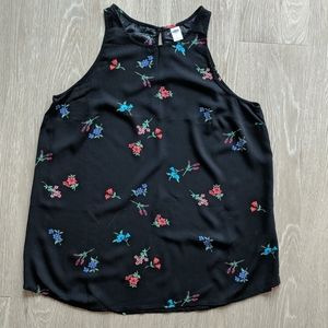 Old Navy Black Floral Tank Top - S